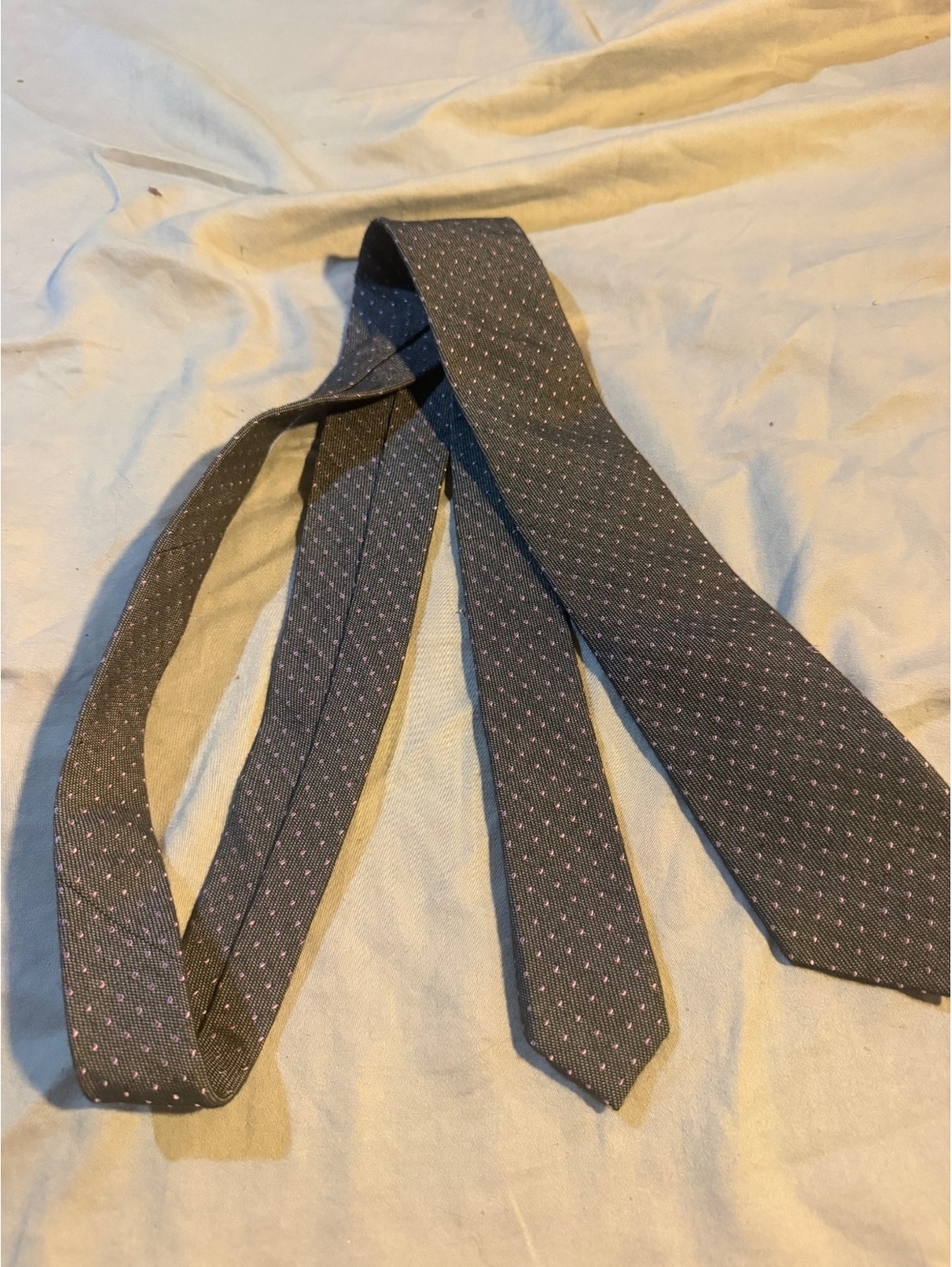 Gray and Pink Polka Dot Men's Tie